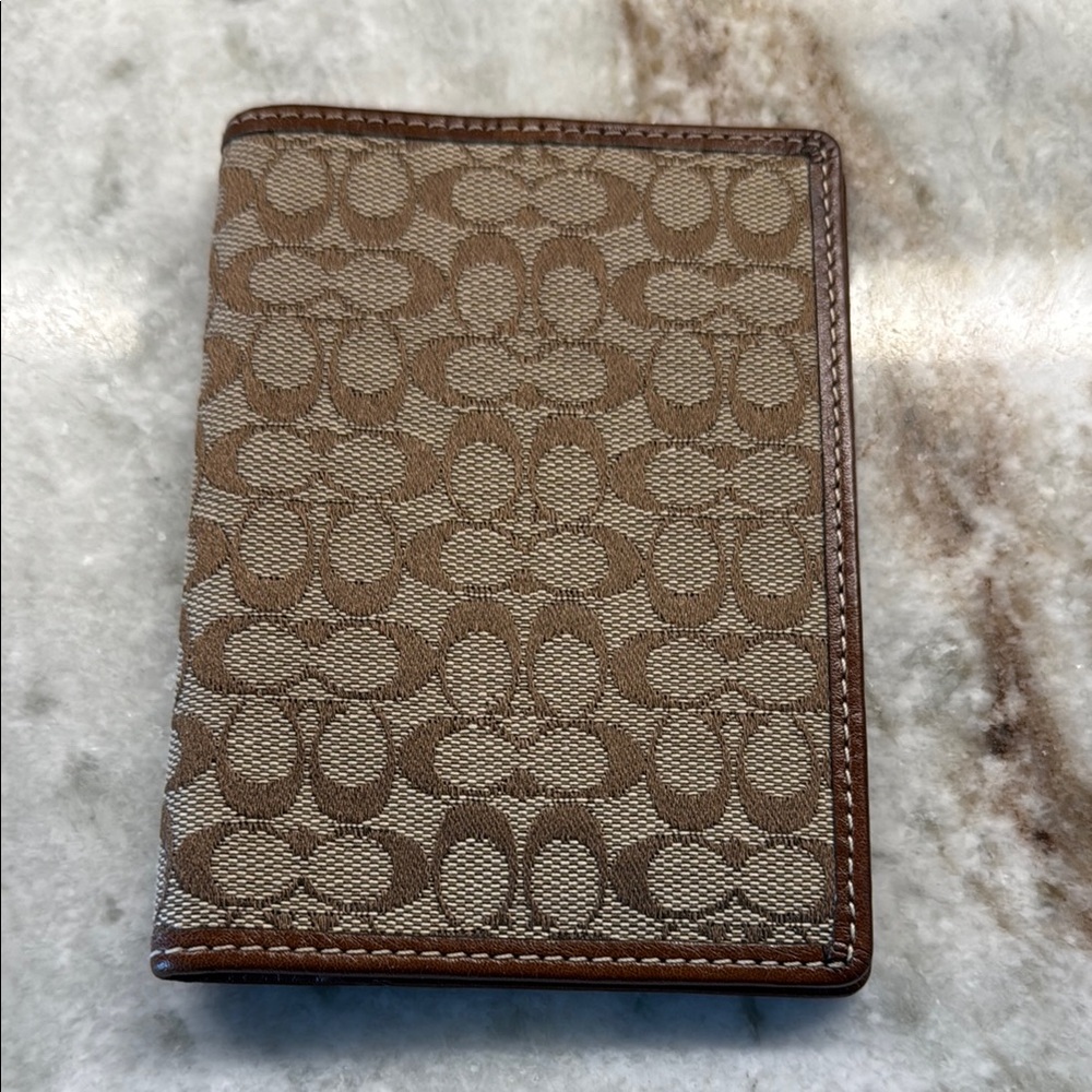 Coach Brown Signature Key & Card Passport Holder